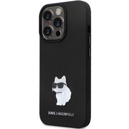 Karl Lagerfeld Silicone Choupette Metal Pin dėklas iPhone 13 Pro Max - juodas