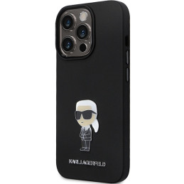 Karl Lagerfeld Silicone Ikonik Metal Pin dėklas iPhone 14 Pro - juodas