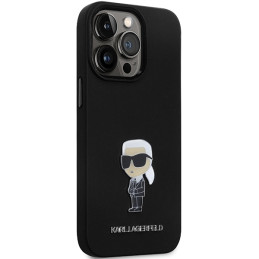 Karl Lagerfeld Silicone Ikonik Metal Pin dėklas iPhone 14 Pro - juodas