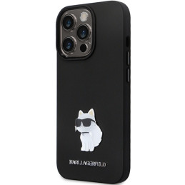 Karl Lagerfeld Silicone Choupette Metal Pin dėklas iPhone 14 Pro Max - juodas