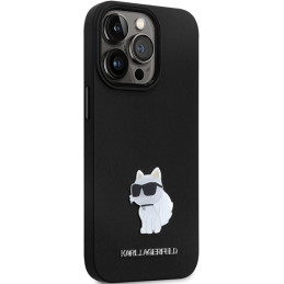 Karl Lagerfeld Silicone Choupette Metal Pin dėklas iPhone 14 Pro Max - juodas