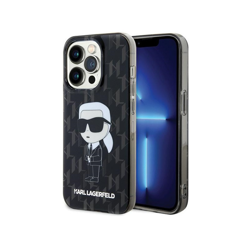 Karl Lagerfeld Monogram Ikonik dėklas iPhone 15 Pro - juodas