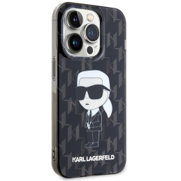Karl Lagerfeld Monogram Ikonik dėklas iPhone 15 Pro - juodas