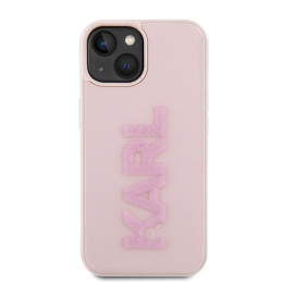 Karl Lagerfeld 3D Rubber Glitter Logo dėklas iPhone 15 - rožinis