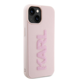 Karl Lagerfeld 3D Rubber Glitter Logo dėklas iPhone 15 - rožinis