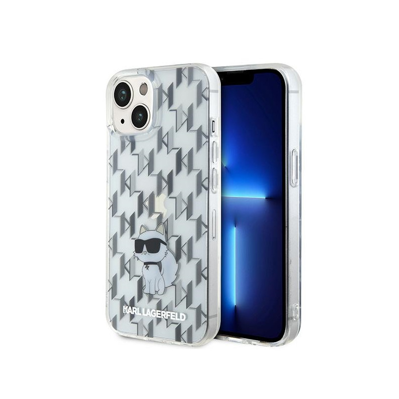 Karl Lagerfeld Monogram Choupette dėklas iPhone 15 - skaidrus