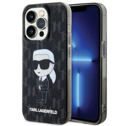 Karl Lagerfeld Monogram Ikonik dėklas iPhone 15 Pro Max - juodas