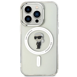 Karl Lagerfeld IML Ikonik MagSafe dėklas iPhone 15 Pro - skaidrus