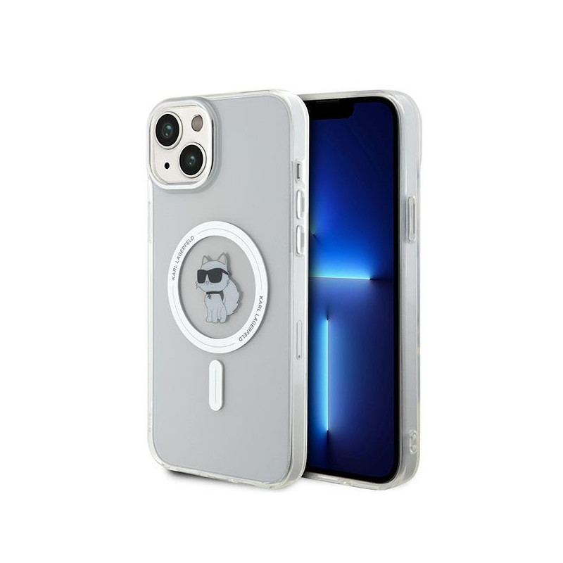 Karl Lagerfeld IML Choupette MagSafe dėklas iPhone 15 Plus - skaidrus