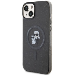 Karl Lagerfeld Karl&Choupette Glitter MagSafe dėklas iPhone 15 Plus - juodas