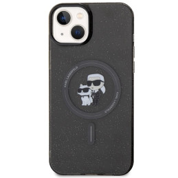 Karl Lagerfeld Karl&Choupette Glitter MagSafe dėklas iPhone 15 Plus - juodas