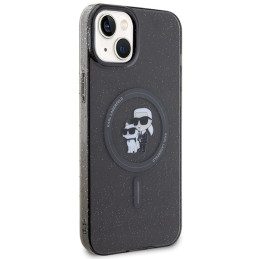Karl Lagerfeld Karl&Choupette Glitter MagSafe dėklas iPhone 15 Plus - juodas