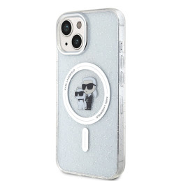 Karl Lagerfeld Karl&Choupette Glitter MagSafe dėklas iPhone 15 - skaidrus