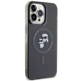 Karl Lagerfeld Karl&Choupette Glitter MagSafe dėklas iPhone 15 Pro Max - juodas