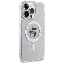 Karl Lagerfeld Karl&Choupette Glitter MagSafe dėklas iPhone 15 Pro Max - skaidrus