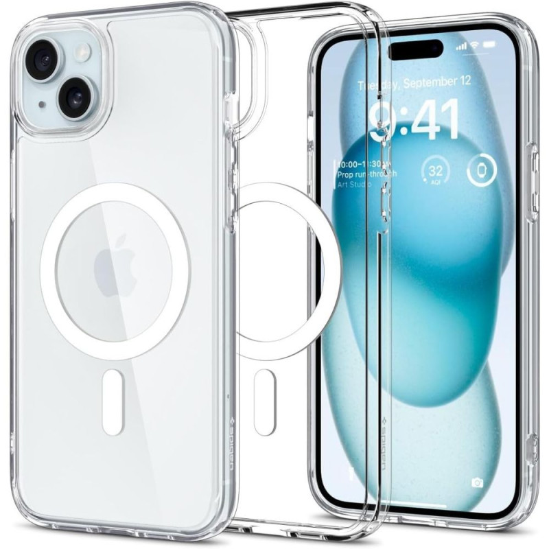 Spigen Ultra Hybrid Mag dėklas su MagSafe iPhone 15 - baltas