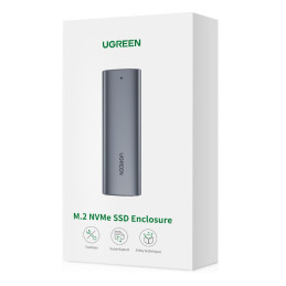 Ugreen M.2 SSD disko korpusas USB 3.2 Gen 2 (SuperSpeed USB 10 Gbps) + USB tipo C laidas, 0,5 m pilkas (CM400 10902)