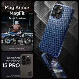 Spigen Mag Armor dėklas su MagSafe iPhone 15 Pro - mėlynas