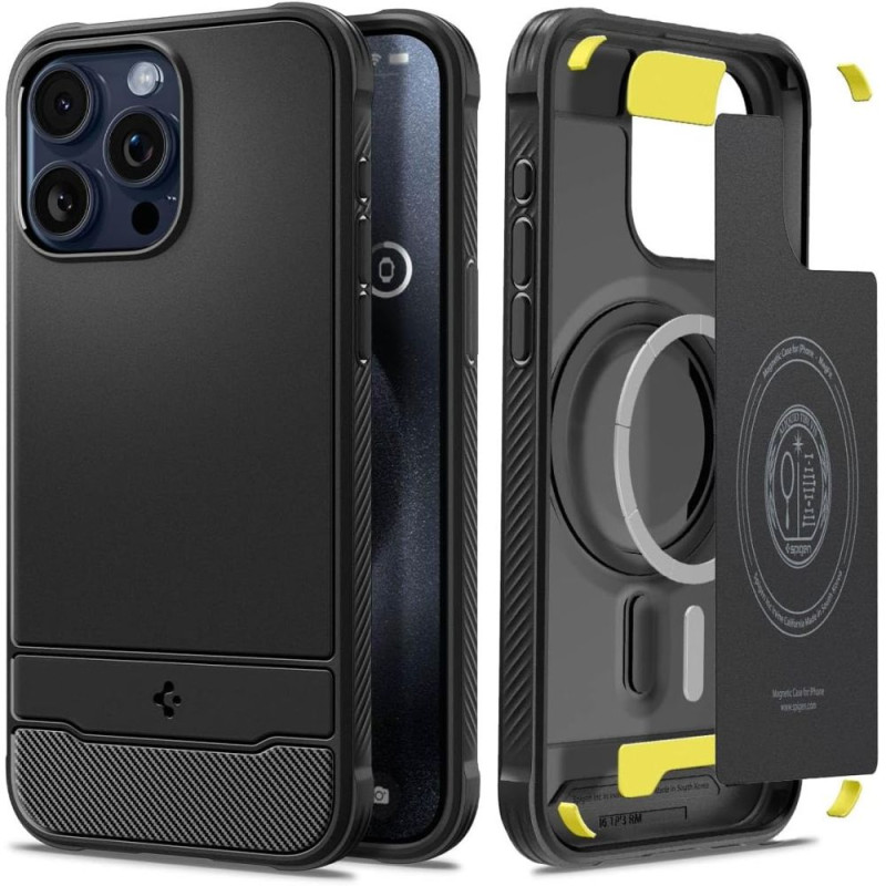 Spigen Rugged Armor Mag dėklas su MagSafe iPhone 15 Pro - matinė juoda