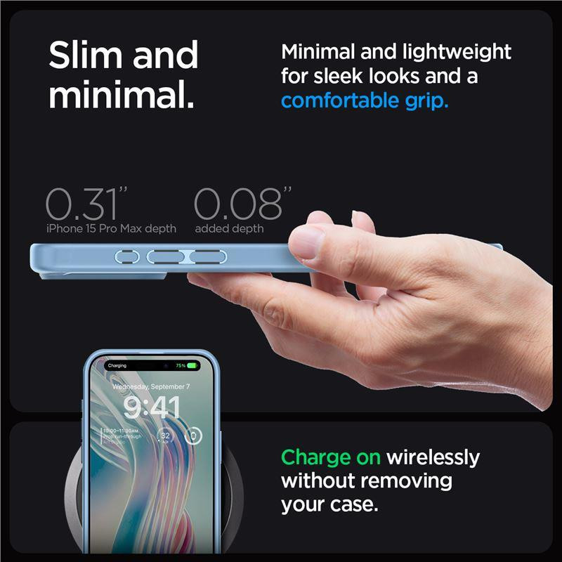 Spigen Ultra Hybrid dėklas iPhone 15 Pro Max - šviesiai mėlynas