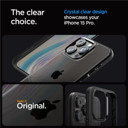 Spigen Crystal Hybrid dėklas iPhone 15 Pro - juodas