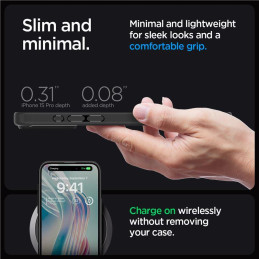 Spigen Crystal Hybrid dėklas iPhone 15 Pro - juodas
