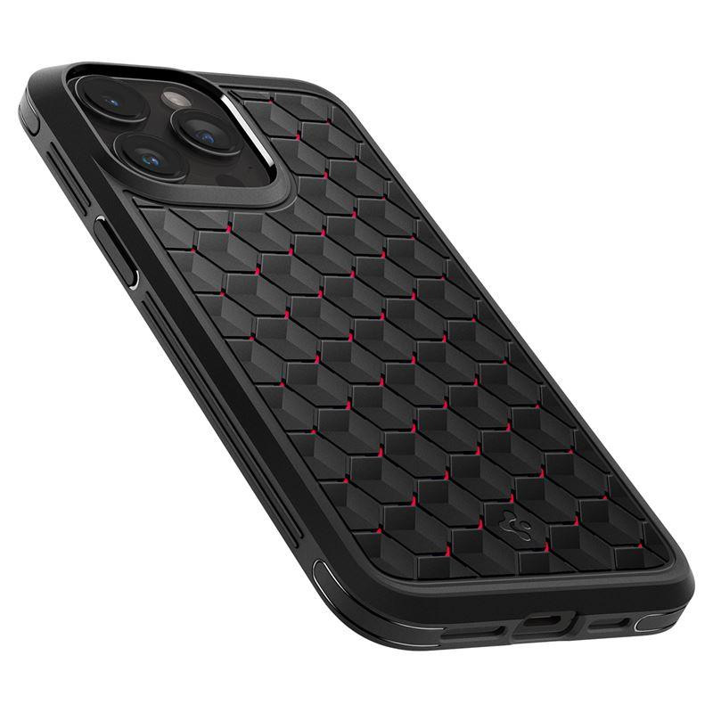 Spigen Cryo Armor dėklas, skirtas iPhone 15 Pro Max - juodos ir raudonos spalvos