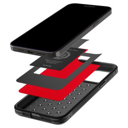 Spigen Cryo Armor dėklas, skirtas iPhone 15 Pro Max - juodos ir raudonos spalvos