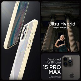 Spigen Crystal Hybrid dėklas iPhone 15 Pro Max - skaidrus ir smėlio spalvos