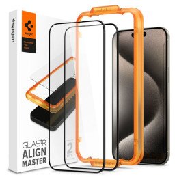 Spigen ALM Glass FC grūdintas stiklas skirtas iPhone 15 Pro Max - juodas 2 vnt.