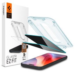 Spigen Glas.tR EzFit Privacy grūdintas stiklas, skirtas iPhone 15/ 16 su adapteriu (2 vnt.)