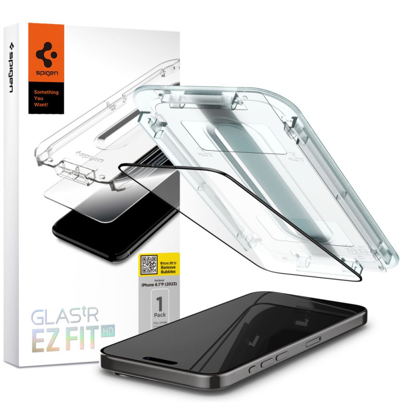 Spigen Glas.tR EZ Fit FC grūdintas stiklas skirtas iPhone 15 Pro - juodas