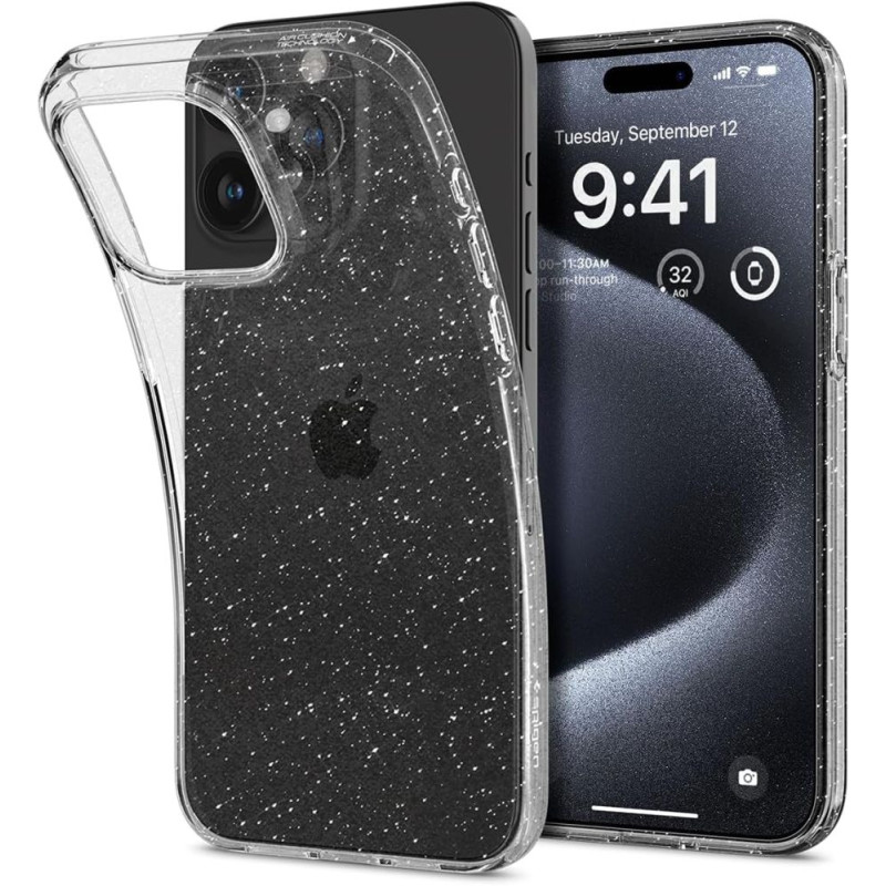 Spigen Liquid Crystal dėklas iPhone 15 Pro - skaidrus ir blizgantis
