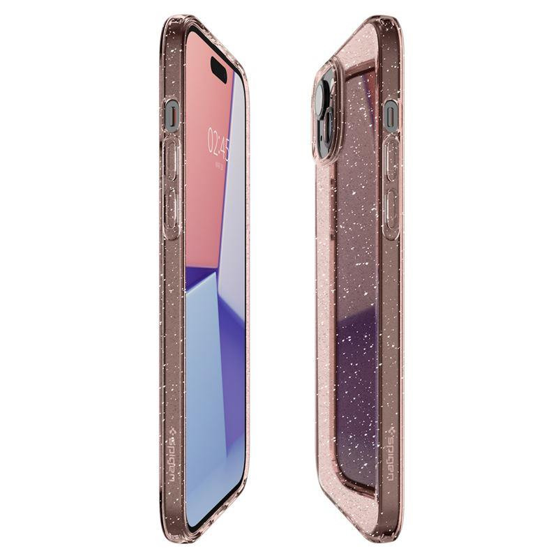 Spigen Liquid Crystal Glitter dėklas iPhone 15 - rožinis ir skaidrus
