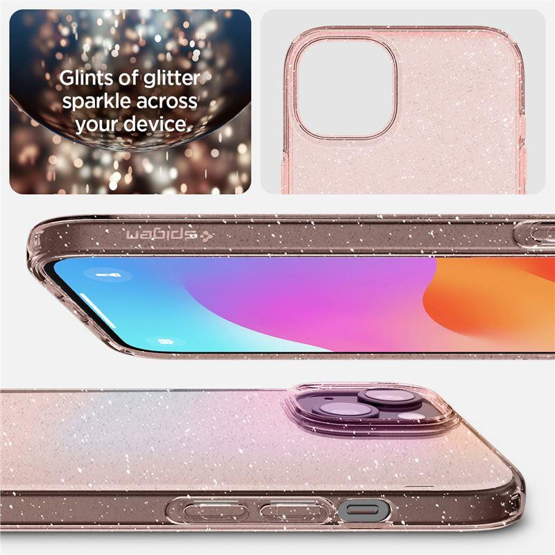 Spigen Liquid Crystal Glitter dėklas iPhone 15 Plus - rožinis ir skaidrus