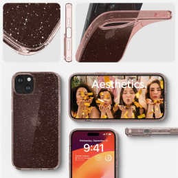 Spigen Liquid Crystal Glitter dėklas iPhone 15 Plus - rožinis ir skaidrus