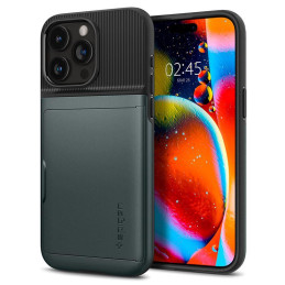 Spigen Slim Armor CS dėklas iPhone 15 Pro - tamsiai žalias