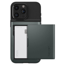 Spigen Slim Armor CS dėklas iPhone 15 Pro Max - tamsiai žalias