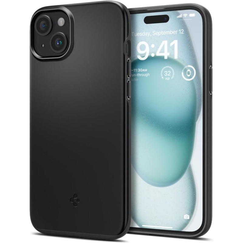 Spigen Thin Fit dėklas iPhone 15 - juodas