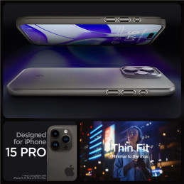 Spigen Thin Fit dėklas iPhone 15 Pro - pilkas