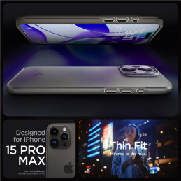 Spigen Thin Fit dėklas, skirtas iPhone 15 Pro Max - metalo pilkos spalvos