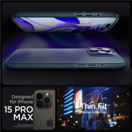 Spigen Thin Fit dėklas iPhone 15 Pro Max - juodas metalas