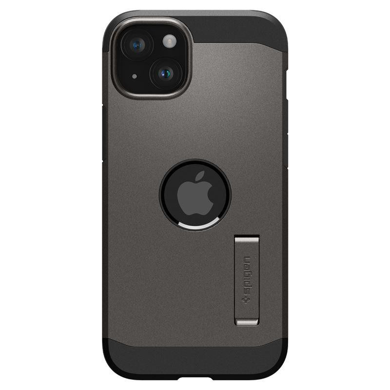 Spigen Tough Armor MagSafe dėklas su stovu iPhone 15 - metalo pilka