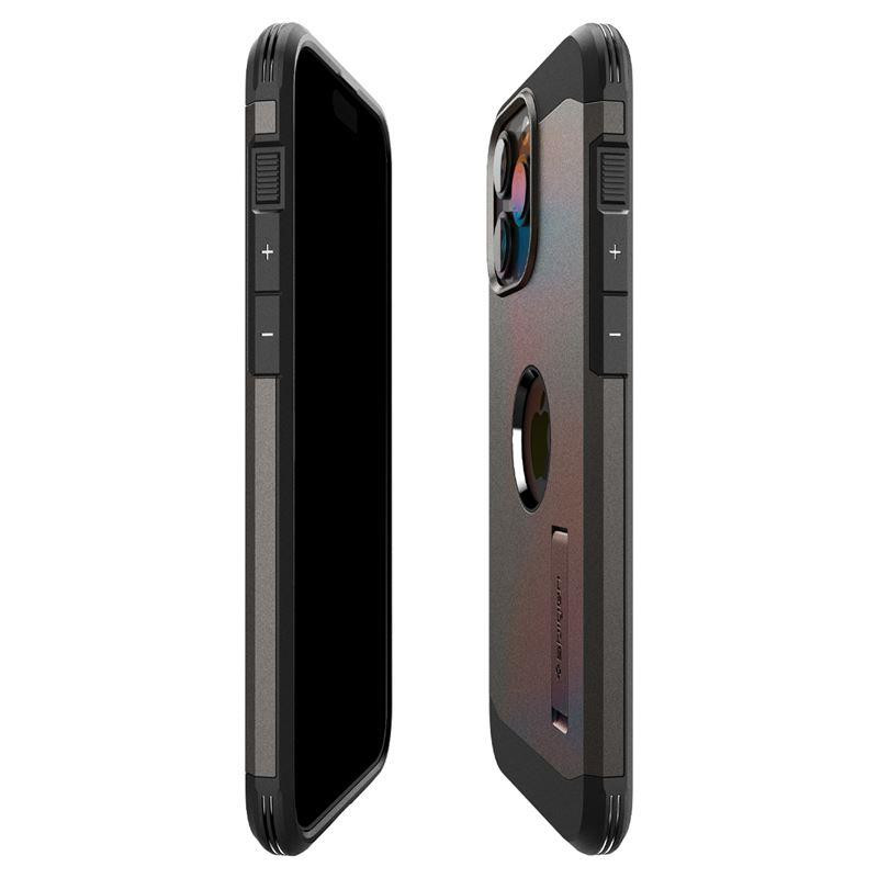 Spigen Tough Armor MagSafe dėklas, skirtas iPhone 15 Pro - metalo pilka
