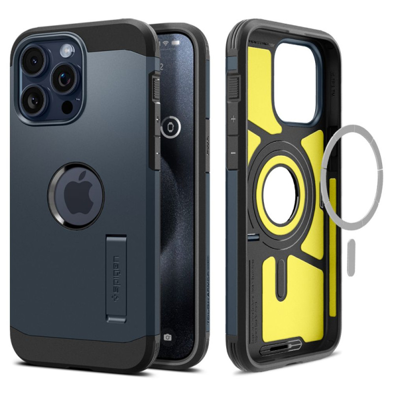 Spigen Tough Armor MagSafe dėklas iPhone 15 Pro - juodas metalas