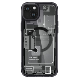 „Spigen Ultra Hybrid Mag“ dėklas su „MagSafe“, skirtas „iPhone 15“ – tamsiai pilkas (nulis vieno rašto)