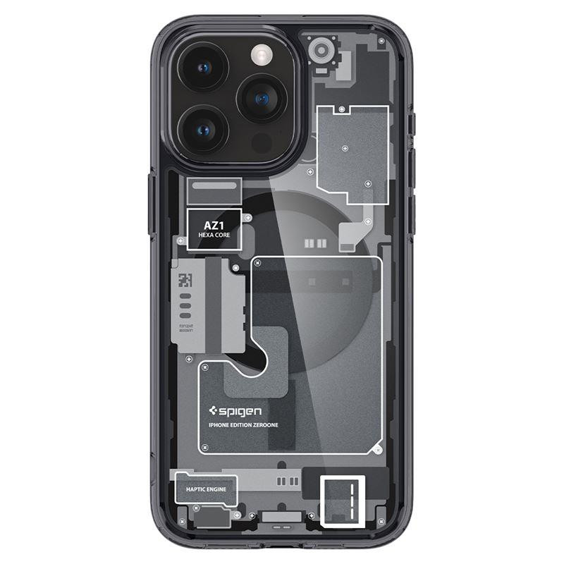„Spigen Ultra Hybrid Mag“ dėklas su „MagSafe“, skirtas „iPhone 15 Pro Max“ – tamsiai pilka (nulio vieno raštas)