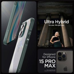 Spigen Ultra Hybrid dėklas iPhone 15 Pro Max - tamsiai žalias