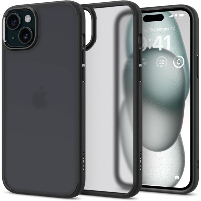 Spigen Ultra Hybrid dėklas iPhone 15 - skaidrus ir juodas