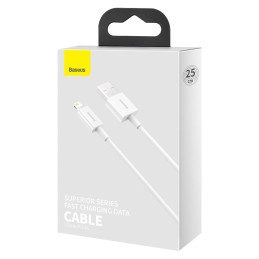 „Baseus Superior“ kabelis USB – „Lightning 2,4A“ 0,25 m baltas (CALYS-02)